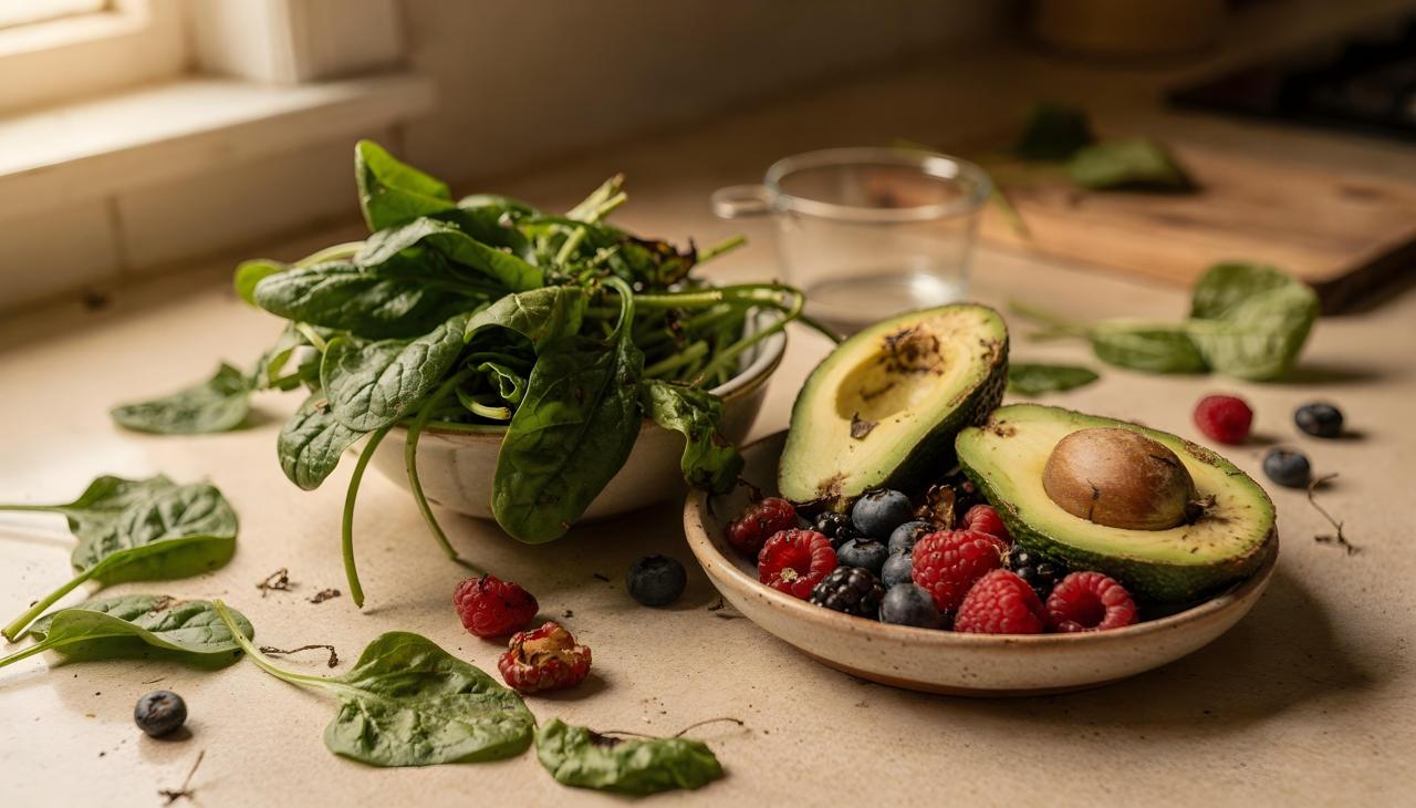 Fresh produce on a kitchen counter